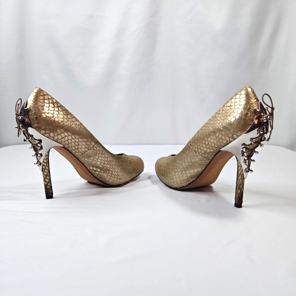Sam Edelman Gold Evan Studded Heels Size 6.5 - Picture 3 of 7